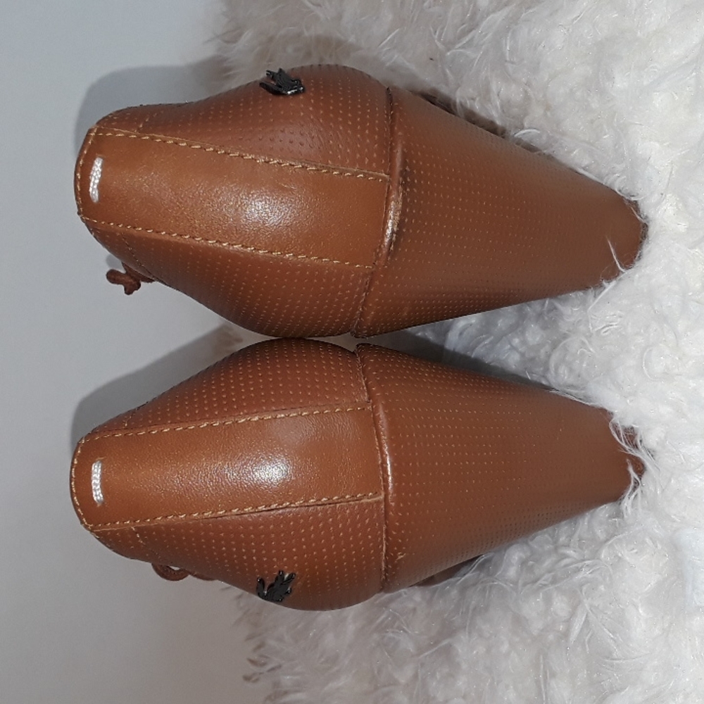 🐊Lacoste Paris Brown Leather Wedge Shoes. Women's Size: 7.5 - Picture 5 of 13